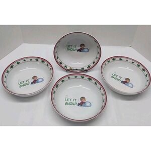 Peanuts Charles Schulz Christmas Carols Dinnerware Set of 4 Bowls Gibson